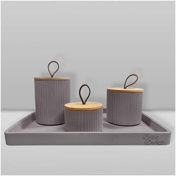 Kit De Higiene Twist 4 Peças Cinza - Laço Bebê