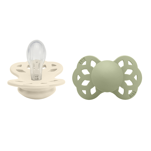 Chupetas Infinity Silicone Areia e Verde Sálvia Tam 2 (Kit com 2 unid) - Bibs