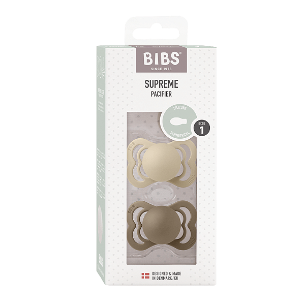 Chupetas Supreme Silicone Baunilha e Chocolate Tam 1 (kit 2 unid) - Bibs