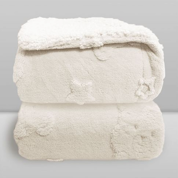Cobertor Urso Relevo Sherpam Branco - Laço Bebê