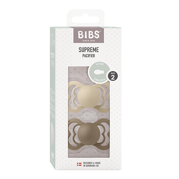 Chupetas Supreme Silicone Baunilha e Chocolate Tam 2 (Kit com 2 unid) - Bibs