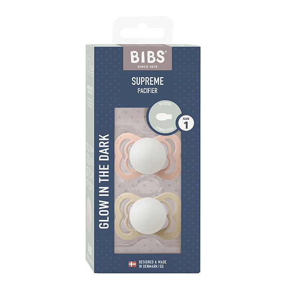 Chupetas Brilham no Escuro Rosa Bebê e Baunilha Tam 1 (Kit com duas) - Bibs