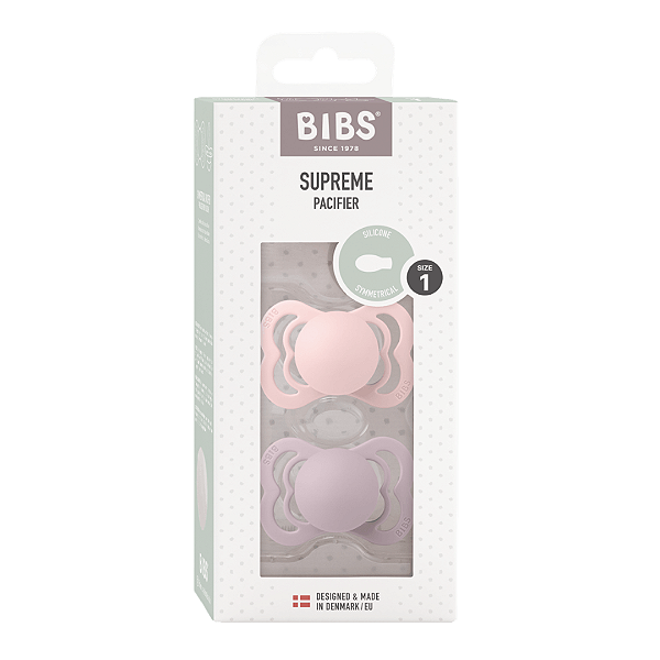 Chupetas Supreme Rosa Bebê e Lilás Tam 1 (Kit com duas) - Bibs
