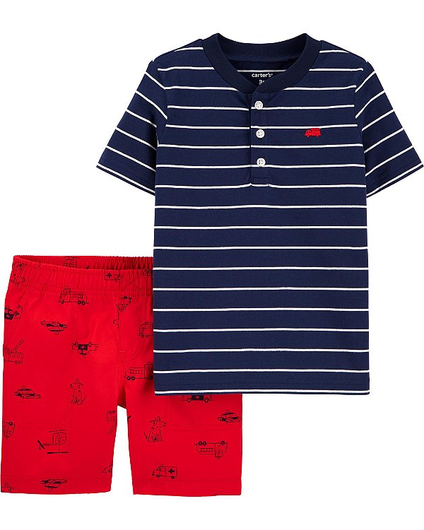 Conjunto Carter's 2 peças Bombeiro - Azul e Vermelho