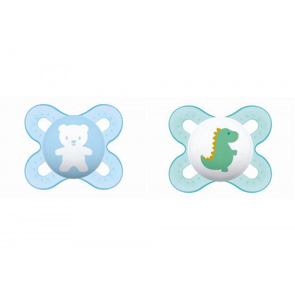 Chupeta MAM Start 0-2m (Dupla) Azul Urso e Dino - MAM