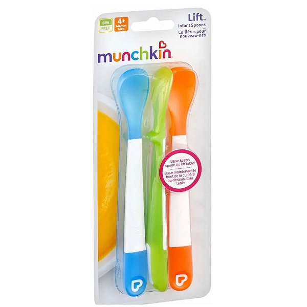 Kit de Colheres Lift Azul, Verde, Laranja - Munchkin