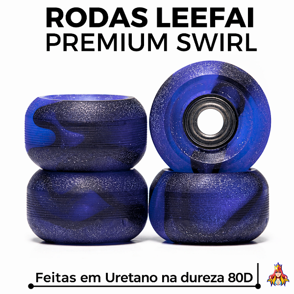 Rodas Leefai modelo "Premium Swirl" Urethane 80D cor Dark Blue