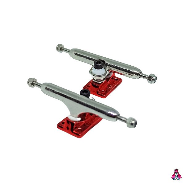 Par de Trucks Completos marca *Leefai* V3 *34mm* Kingping Invertido cor Vermelho Anodizado (Importado)(4 Kingpings)