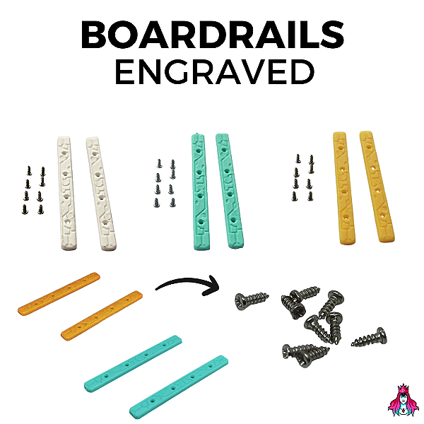 Kit de Boardrails C/ Parafusos marca Leefai modelo ''Straight Shape'' versão ''Engraved' *Diversas Cores*