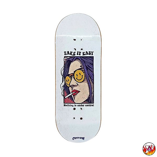 Deck Ultimate Series *Custom Collab Emerald* modelo ''Take It Easy Nothing Is Under Control'' 34x96mm *Heat-Transfer* (100% Maple)