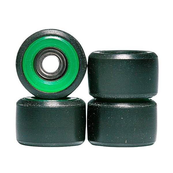 Rodas marca ''Leefai'' modelo ''Dual-Durometer'' cor Preta & Verde (Réplicas das Flat-Face Dual-Durometer)