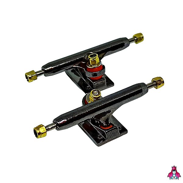 Par de Trucks Completos marca *Leefai* 34mm modelo ''ZRT'' cor Preto Metálico (Réplica Legítima dos Black-River Trucks)(Cópia dos BRT's)