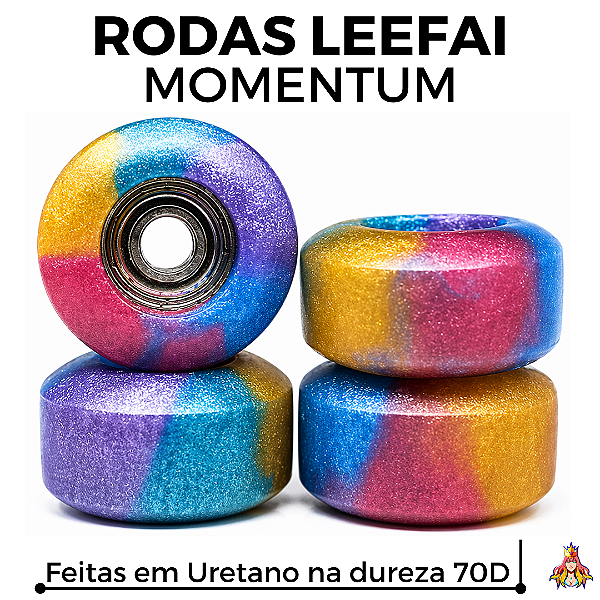 Rodas Leefai modelo "Momentum" Urethane 70D cor Rainbow