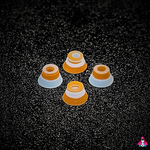 Kit de Bushings (Amortecedores) marca *Custom* modelo ''Twist'' shore (78A) (Cone Shape) Color Mix Swirl #7