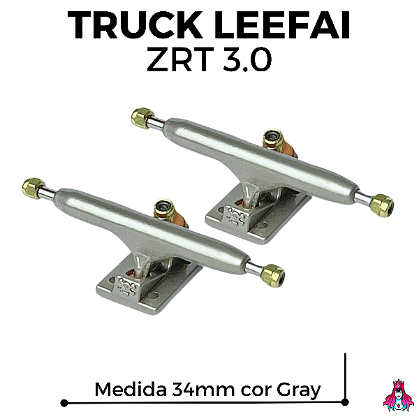 Par de Trucks Completos marca *Leefai* modelo *ZRT 3.0* 34mm cor ''Gray'' (Réplicas dos BRT's 3.0)