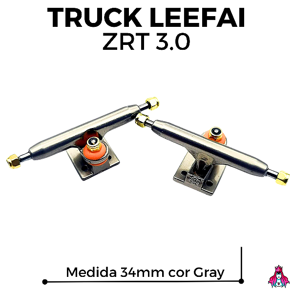 Par de Trucks Completos marca *Leefai* modelo *ZRT 3.0* 34mm cor ''Gray'' (Réplicas dos BRT's 3.0)