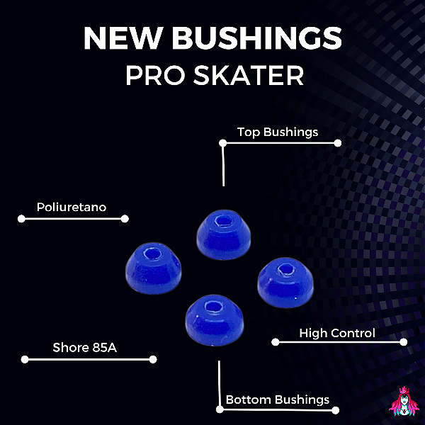Bushings marca *Custom* modelo ''PRO SKATER'' High Control Dureza *85A* cor Royal Blue (Poliuretano)