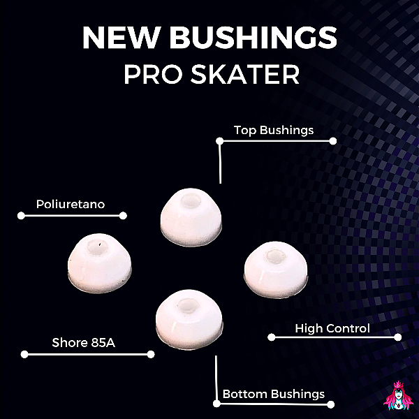 Bushings marca *Custom* modelo ''Pro Skater'' (High Control) Dureza *85A* cor White (Poliuretano)