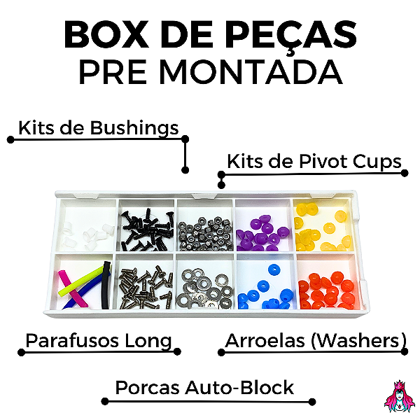 Box Organizadora de Peças Pré-Pronta C/ Peças de Reposição (Preta e Branca)(Box Organizadora)(10 Slots)