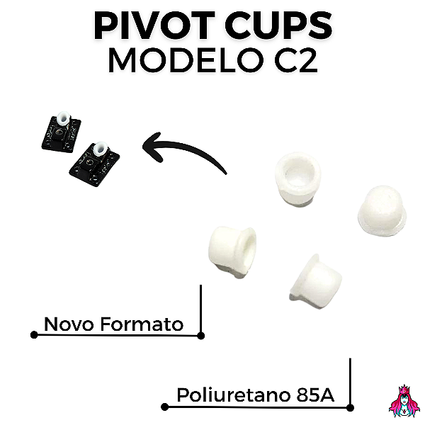 Kit de Pivot Cups Custom versão C2 P/ Reposição Trucks cor Branco (Feitos em Poliuretano 80A)