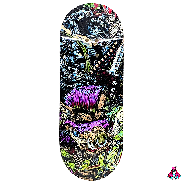 Deck marca Custom linha *Premium Series* medida 34x96mm modelo “War-Rhino and Lil Boar“ + Tape Alien Stardust V2