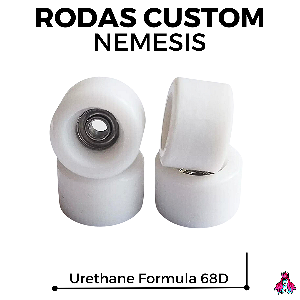Rodas marca Custom modelo ''Nemesis''' Urethane Formula Dureza 68D medida 7.8x5mm cor *White*
