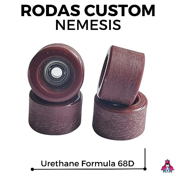 Rodas marca Custom modelo ''Nemesis''' Urethane Formula Dureza 68D medida 7.8x5mm cor *Brown*