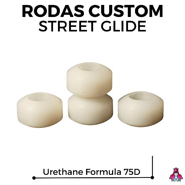 Rodas marca Custom modelo ''Street Glide''' Urethane Formula 75D medida 7.8x5mm cor *Off-White*