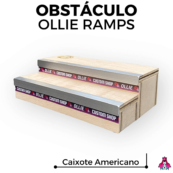 Obstáculo *Caixote Americano* marca *Ollie Fingerboards* edição Collab *Custom* linha Pocket