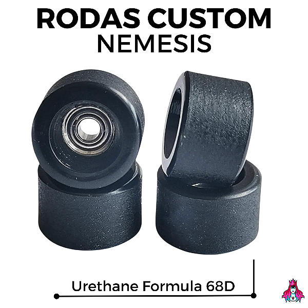 Rodas marca Custom modelo ''Nemesis''' Urethane Formula Dureza 68D medida 7.8x5mm cor *Black*