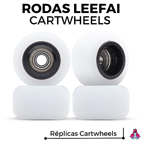Rodas marca Leefai modelo réplica ''Cartwheels'' Urethane Formula 77D medida 8.5x5mm cor *White & Black*
