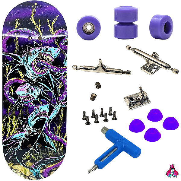 Fingerboard Premium Completo - Custom - 34mm - Sharks