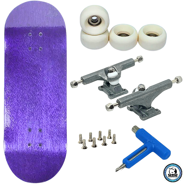 Fingerboard Premium WoW 33.5mm Purple - Trucks Leefai TD Gray - Rodas Urethane PRO 65D
