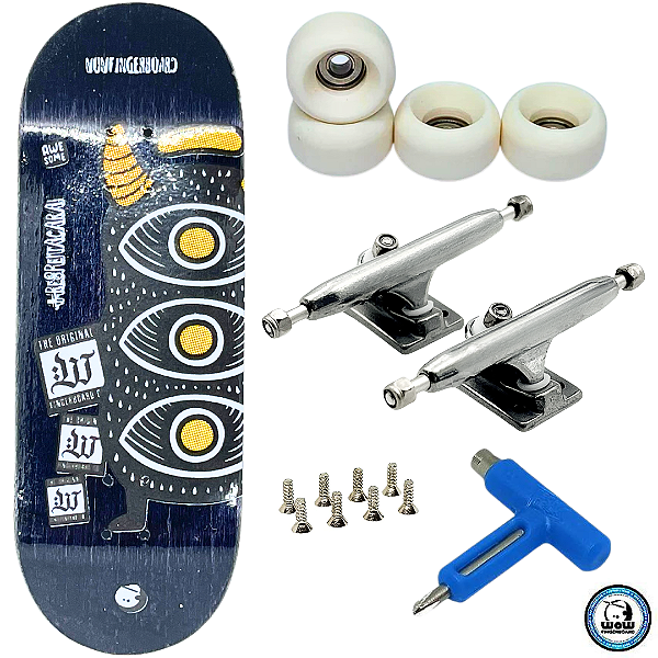 Fingerboard Premium WoW 33.5mm Awesome - Trucks Leefai G4 - Rodas Urethane PRO 65D