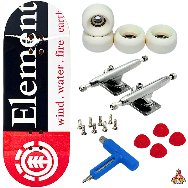 Fingerboard Premium Custom 34mm Element - Trucks Leefai G4 - Rodas Urethane PRO 65D