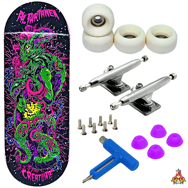 Fingerboard Premium Custom 34mm - Creature Purple - Trucks Leefai G4 - Rodas Urethane PRO 65D