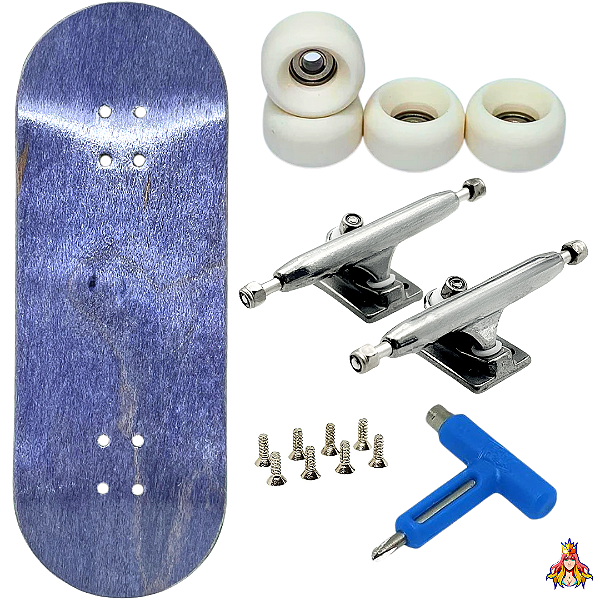 Fingerboard Premium Custom Elite Soft Blue - Trucks Leefai G4 Raw - Rodas Urethane PRO 65D