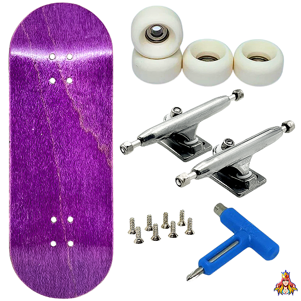Fingerboard Premium Custom Elite Purple - Trucks Leefai G4 Raw - Rodas Urethane PRO 65D
