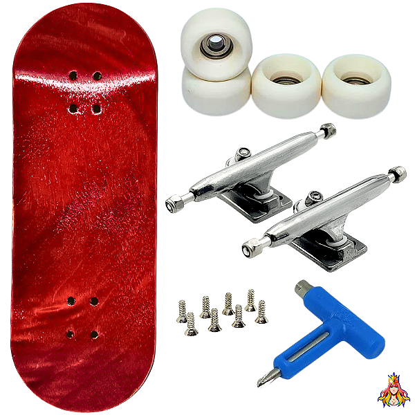 Fingerboard Premium Custom Elite Red - Trucks Leefai G4 Raw - Rodas Urethane PRO 65D
