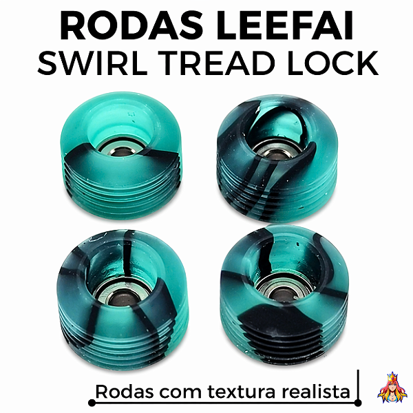 Kit de Rodas Leefai Swirl modelo "TreadLock" 80D cor Turquoise