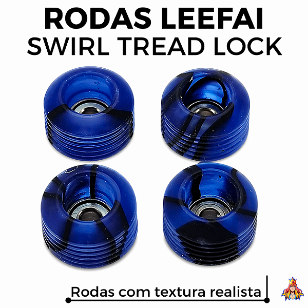 Kit de Rodas Leefai Swirl modelo "TreadLock" 80D cor Dark Blue