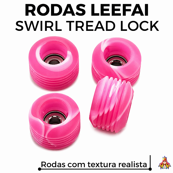 Kit de Rodas Leefai Swirl modelo "TreadLock" 80D cor Pink