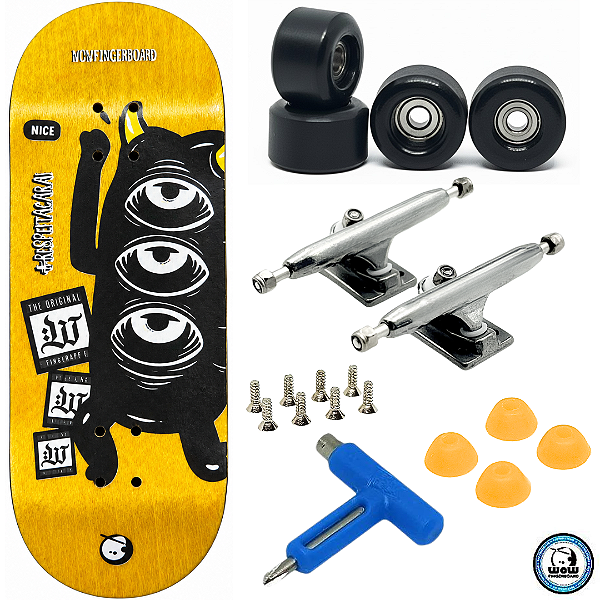 Fingerboard Premium WoW 34mm - Trucks G4 - Rodas Uretano 64D com Grip