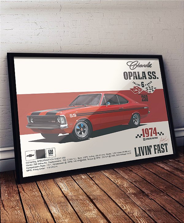 Quadro/Pôster Chevrolet Opala SS. '74