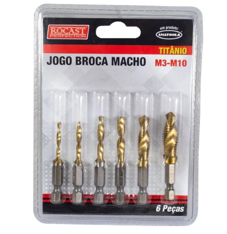 JOGO BROCA MACHO C/TITÂNIO - ROCAST