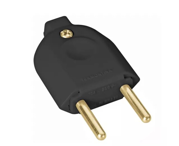 PLUG MACHO 2 PINOS 10 AMPERES - TRAMONTINA