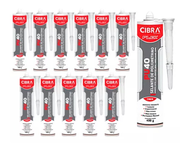 KIT 12 SELANTE PU 40 CINZA - CIBRA