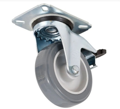 RODIZIO PLACA FREIO 4" CINZA (65KG) - COLSON