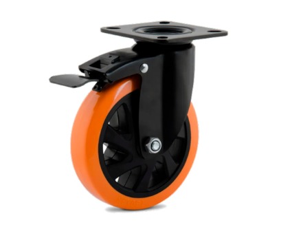 RODIZIO PLACA FREIO 4" PU COM ROLAMENTO DE ESFERAS (140KG) - COLSON