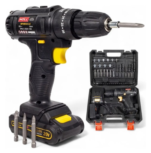 FURADEIRA DE IMPACTO/PARAFUSADEIRA A BATERIA 20V+KIT DE ACESSÓRIOS - NOLL